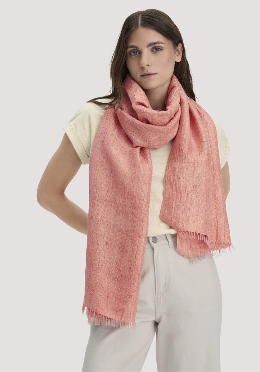 hessnatur Damen Schal aus Manilahanf mit Seide - orange - Größe 50x200 cm