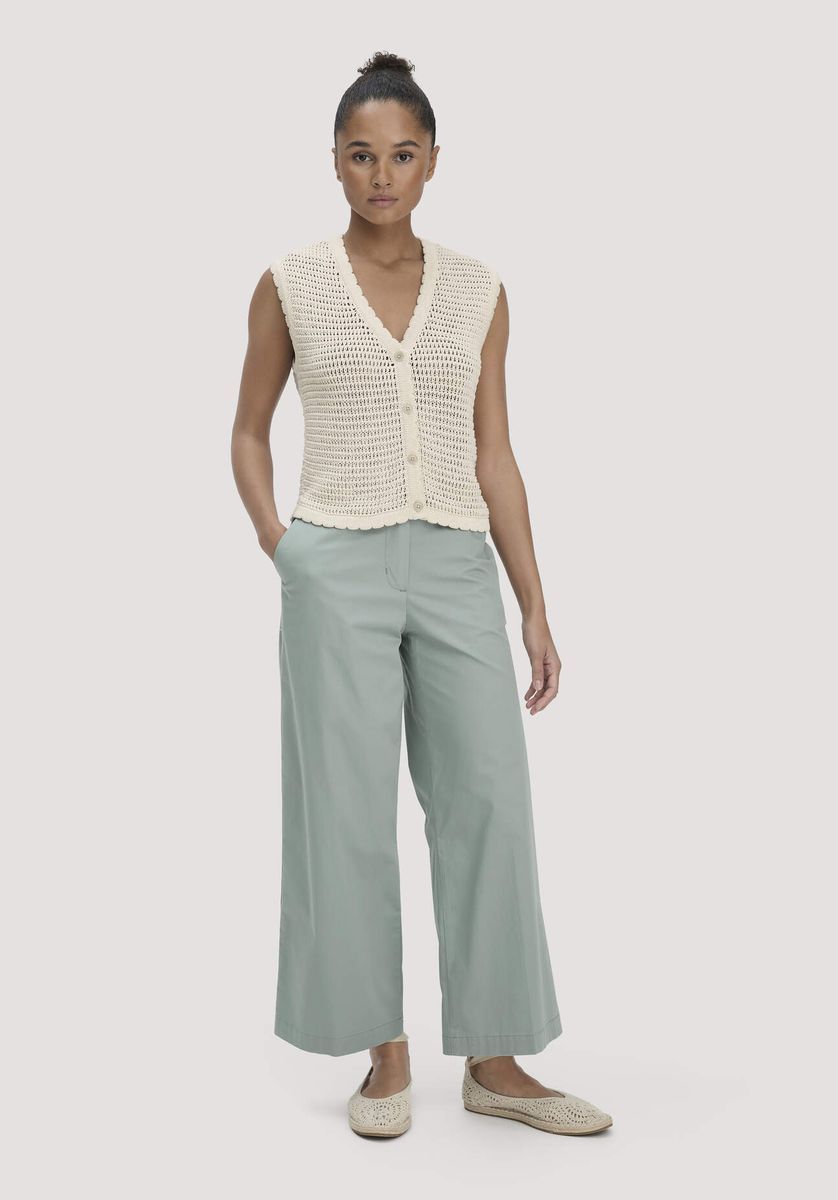 hessnatur Damen Hose Culotte Regular aus Bio-Baumwolle - grün - Größe 34