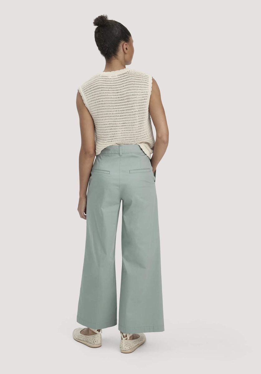 hessnatur Damen Hose Culotte Regular aus Bio-Baumwolle - grün - Größe 34