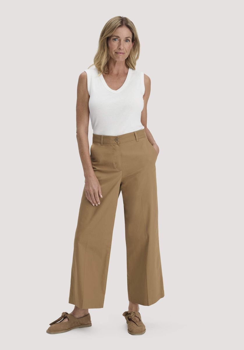 hessnatur Damen Hose Culotte Regular aus Bio-Baumwolle - braun - Größe 34