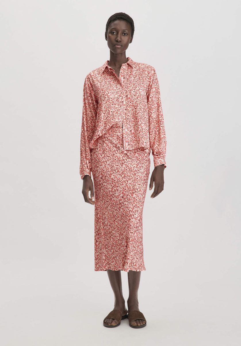 Geblümter Midi-Rock mit hoher Taille