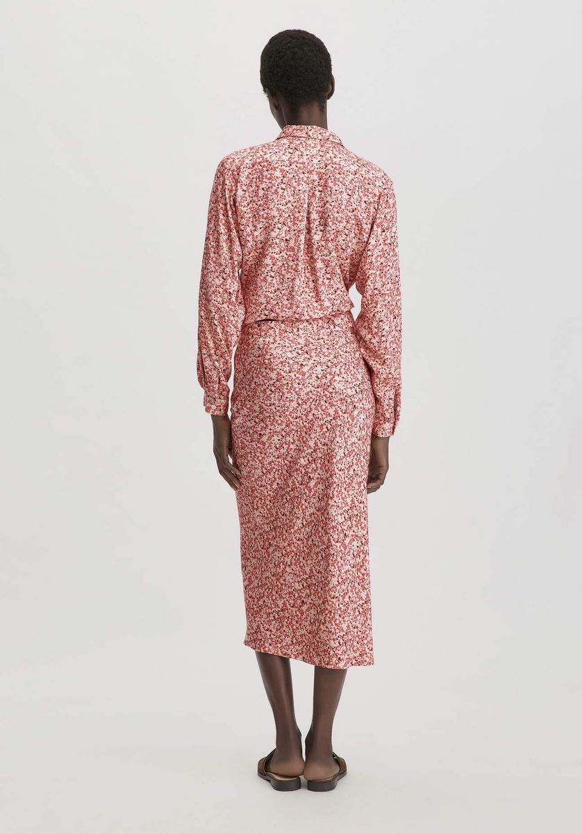 Geblümter Midi-Rock mit hoher Taille