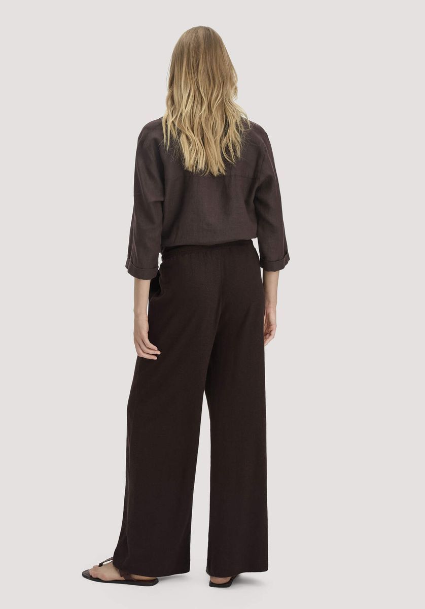 Weite Leinenmischung Stoffhose mit Relaxed Fit