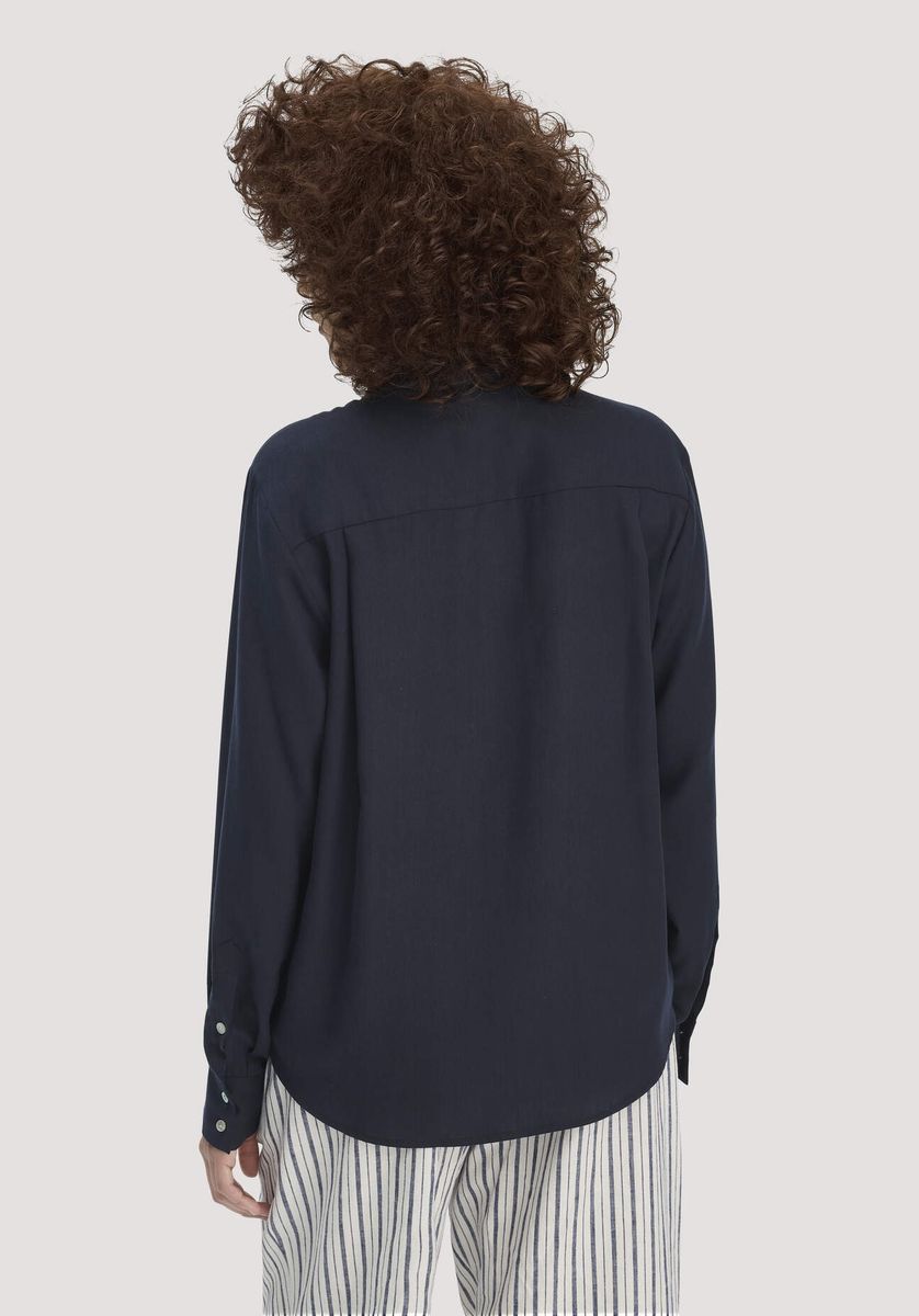 hessnatur Damen Bluse Relaxed aus TENCEL™ Lyocell - blau - Größe 34