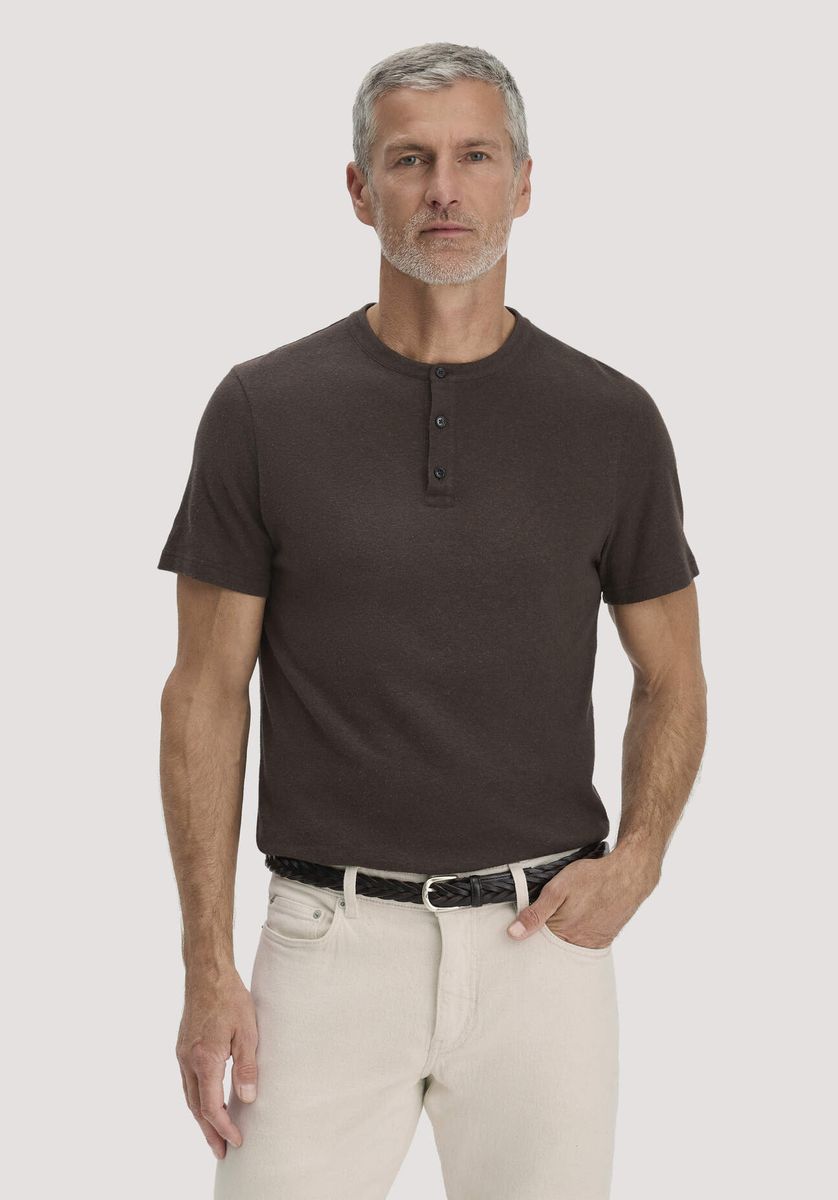 Lässiges Henley-T-Shirt aus Leinenmischung