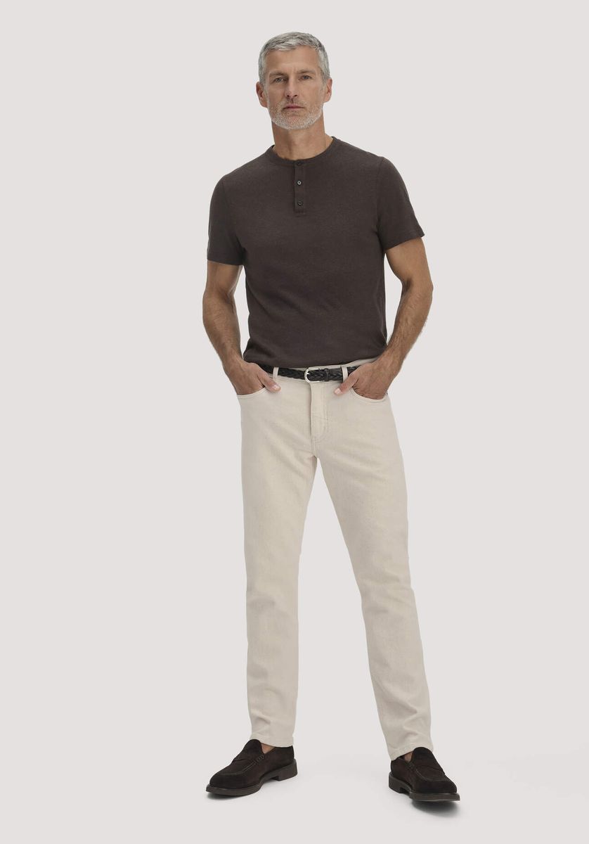 Lässiges Henley-T-Shirt aus Leinenmischung