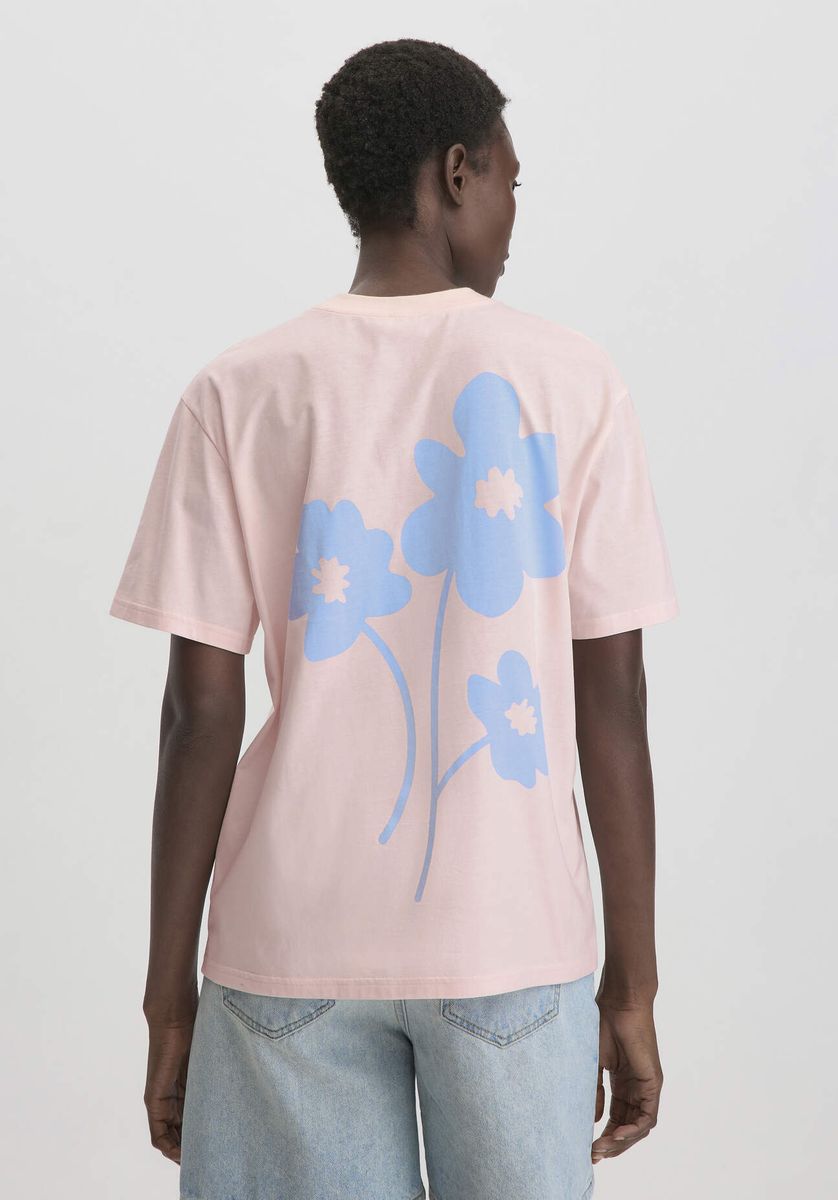 Oversize Bio-Baumwoll T-Shirt mit Blumenprint