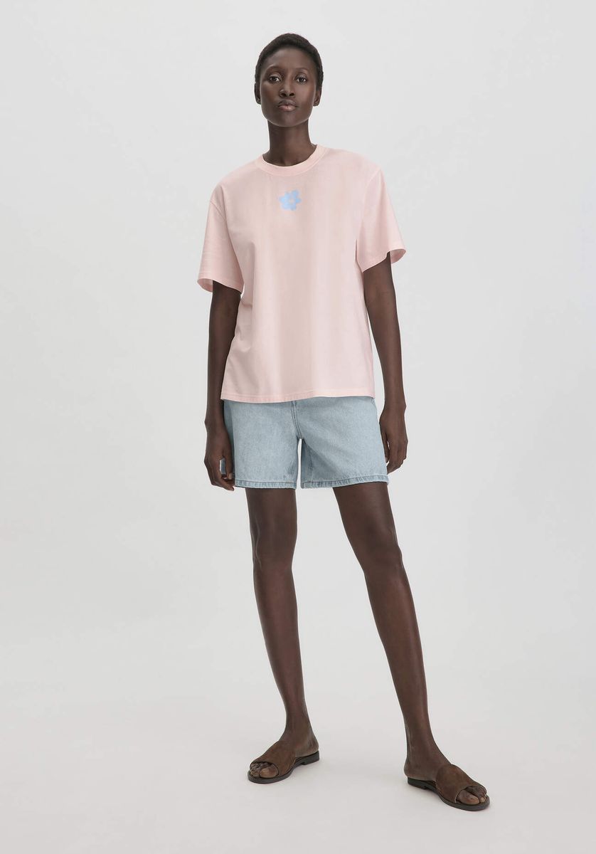 Oversize Bio-Baumwoll T-Shirt mit Blumenprint