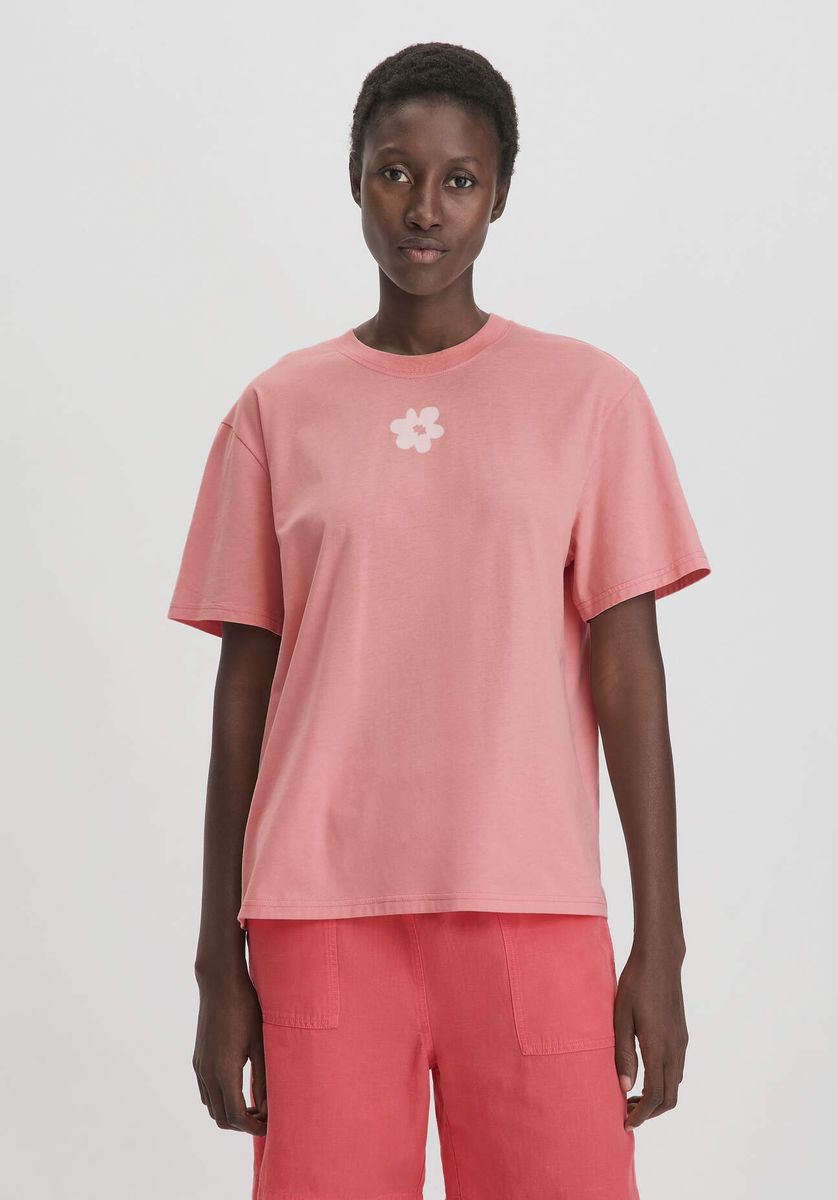 Oversize Bio-Baumwoll T-Shirt mit Blumenprint