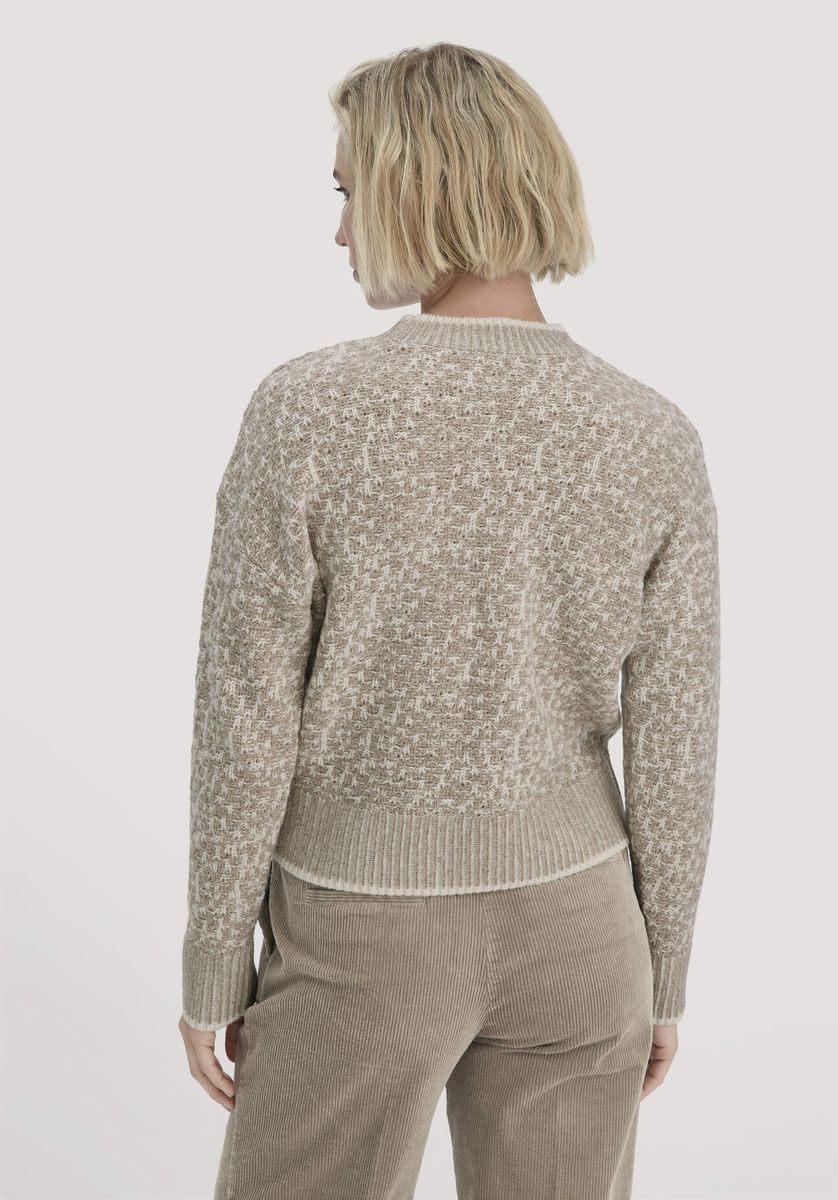 Texturierter Strick-Wollmischpullover