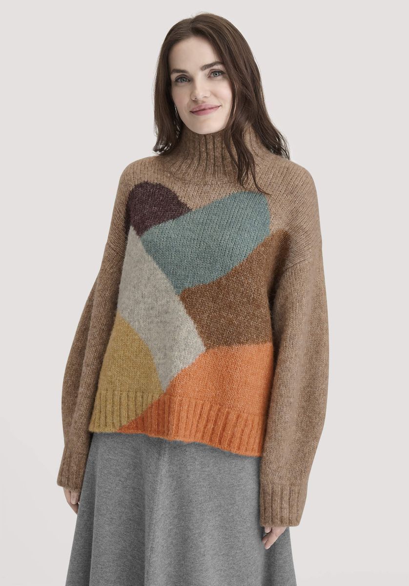 Strickpullover mit abstraktem Alpakamuster