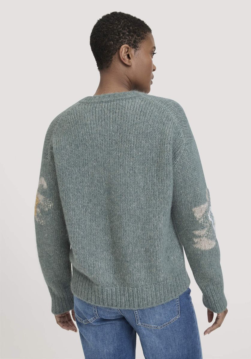 Alpaka-Mischung Pullover mit floralen Intarsien