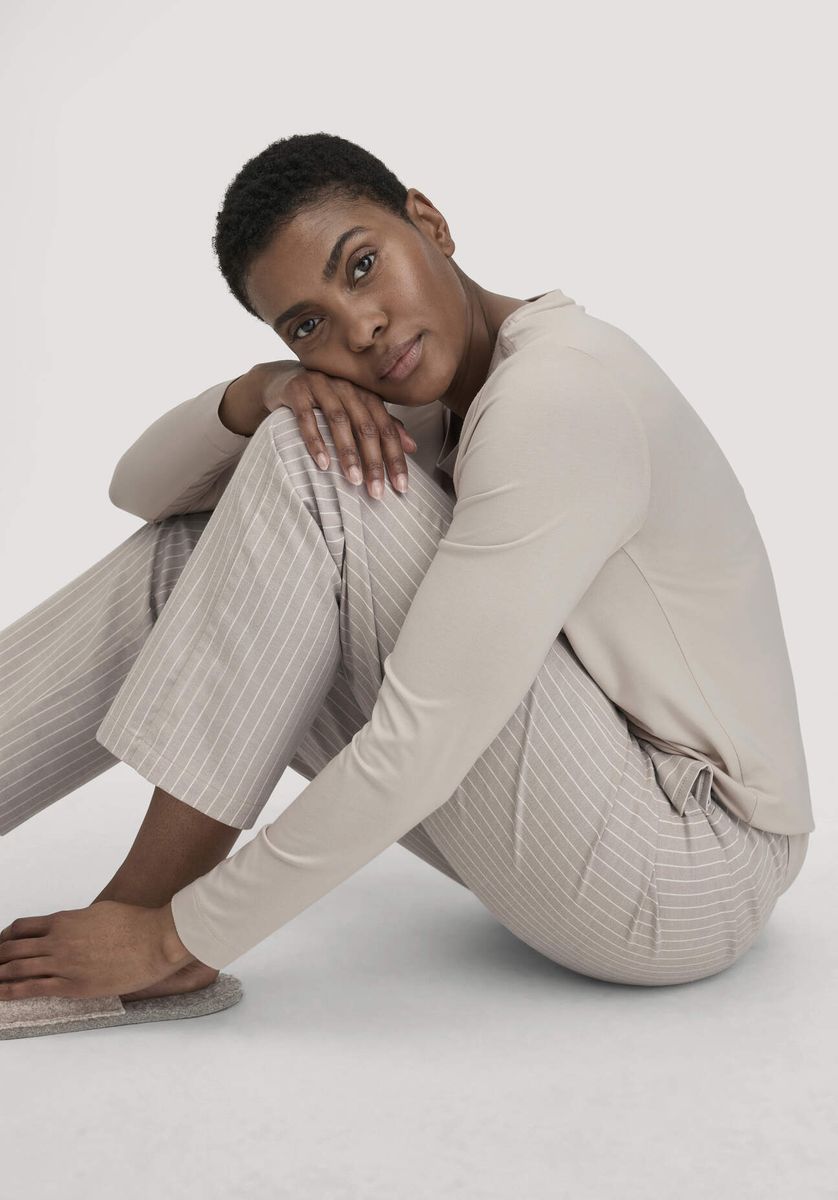 Relaxte Gestreifte Flanell Pyjamahose
