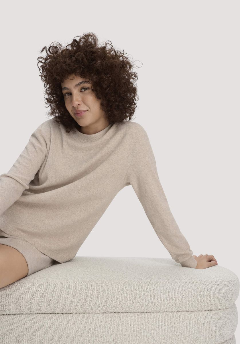 hessnatur Damen Frottee Loungeshirt Oversize PURE COTTON aus Bio-Baumwolle - beige - Größe 34