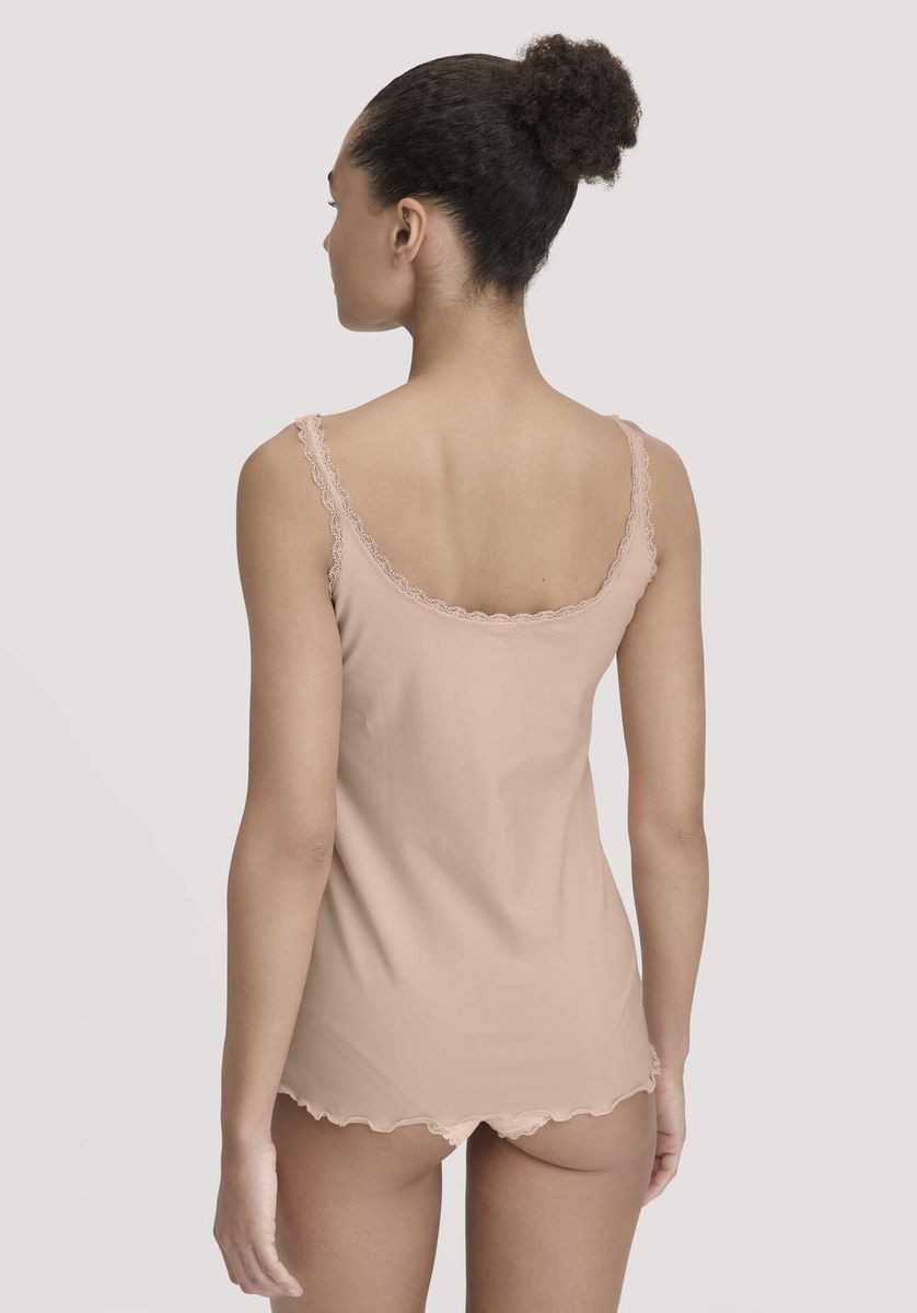 Tanktop aus Bio-Baumwolle mit Spitzensaum