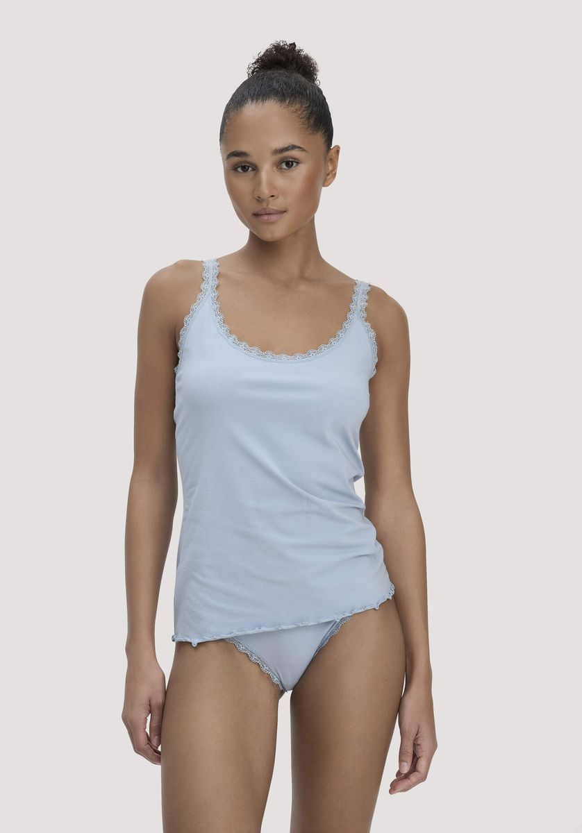 Tanktop mit Spitzenbesatz aus Bio-Baumwolle