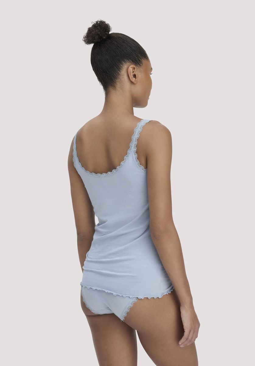 Tanktop mit Spitzenbesatz aus Bio-Baumwolle