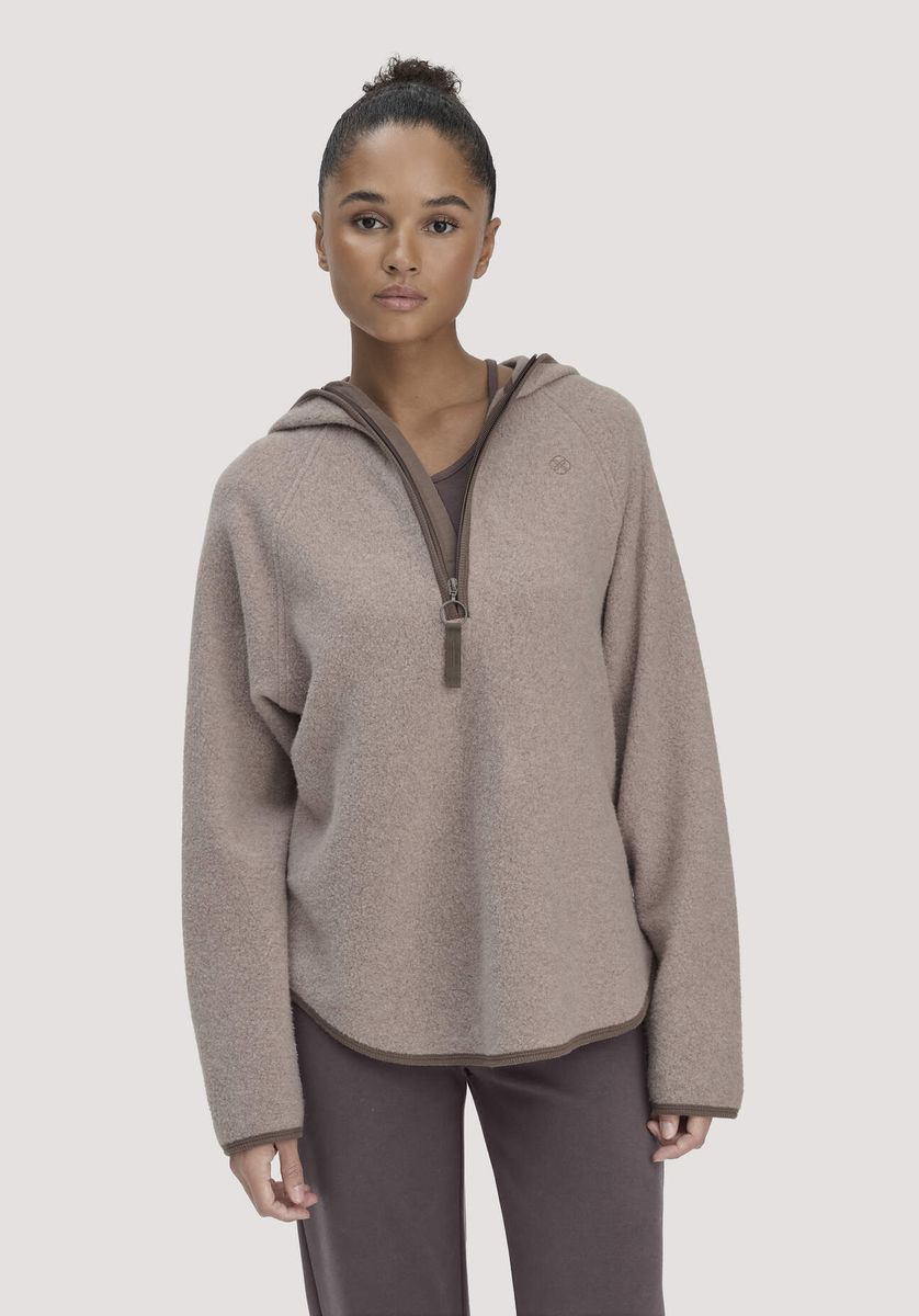 hessnatur Loungewear Fleece Hoodie Relaxed ACTIVE LIGHT aus Bio-Baumwolle - beige - Größe L