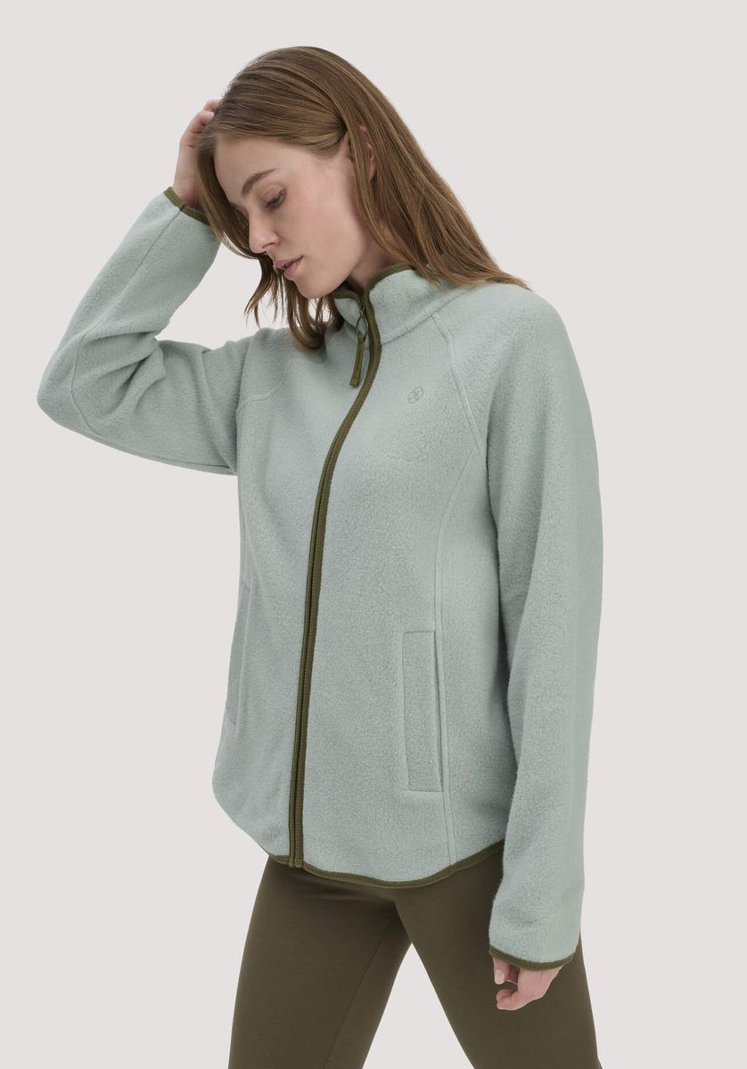 hessnatur Loungewear Fleece Jacke Relaxed ACTIVE LIGHT aus Bio-Baumwolle - grün - Größe L
