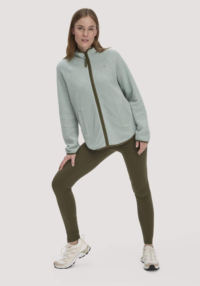 hessnatur Loungewear Fleece Jacke Relaxed ACTIVE LIGHT aus Bio-Baumwolle - grün - Größe L