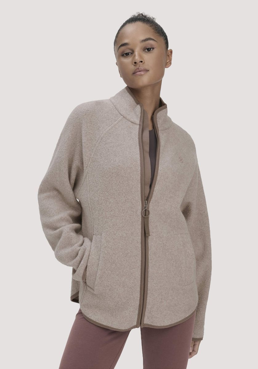hessnatur Loungewear Fleece Jacke Relaxed ACTIVE LIGHT aus Bio-Baumwolle - beige - Größe M