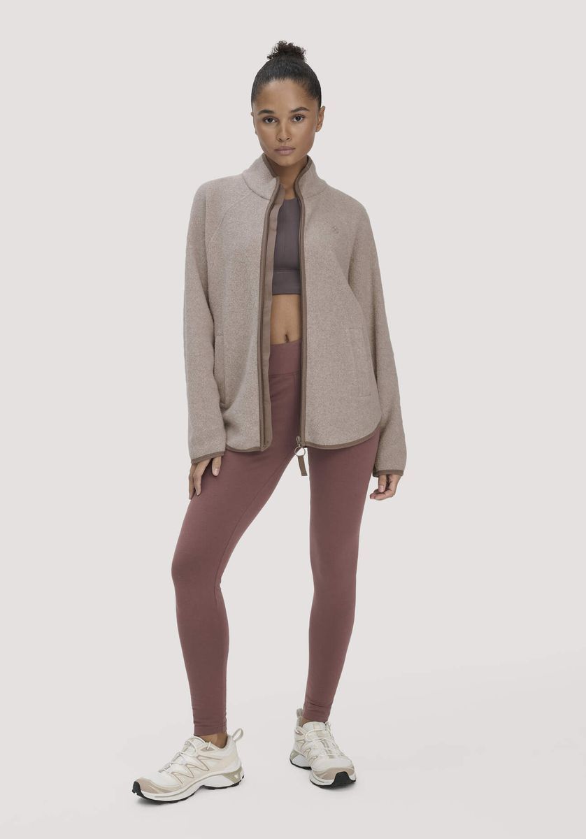 hessnatur Loungewear Fleece Jacke Relaxed ACTIVE LIGHT aus Bio-Baumwolle - beige - Größe M