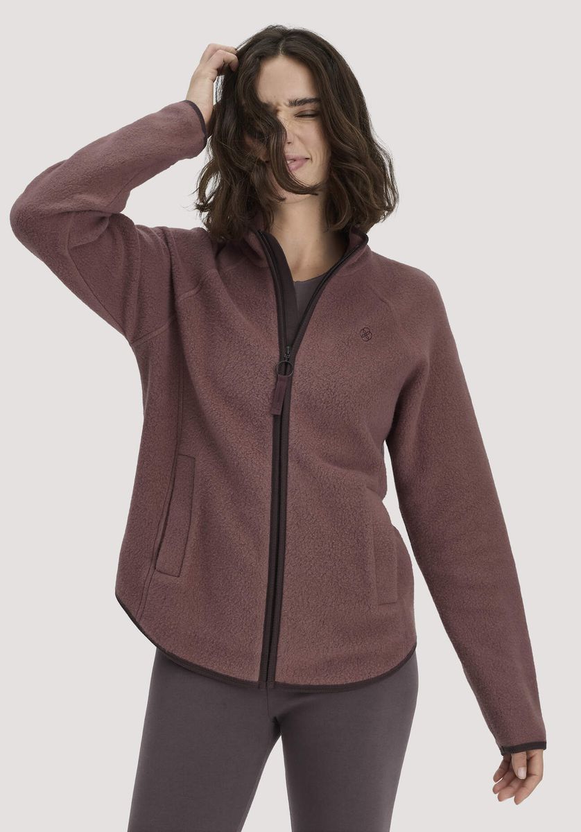 hessnatur Loungewear Fleece Jacke Relaxed ACTIVE LIGHT aus Bio-Baumwolle - braun - Größe L