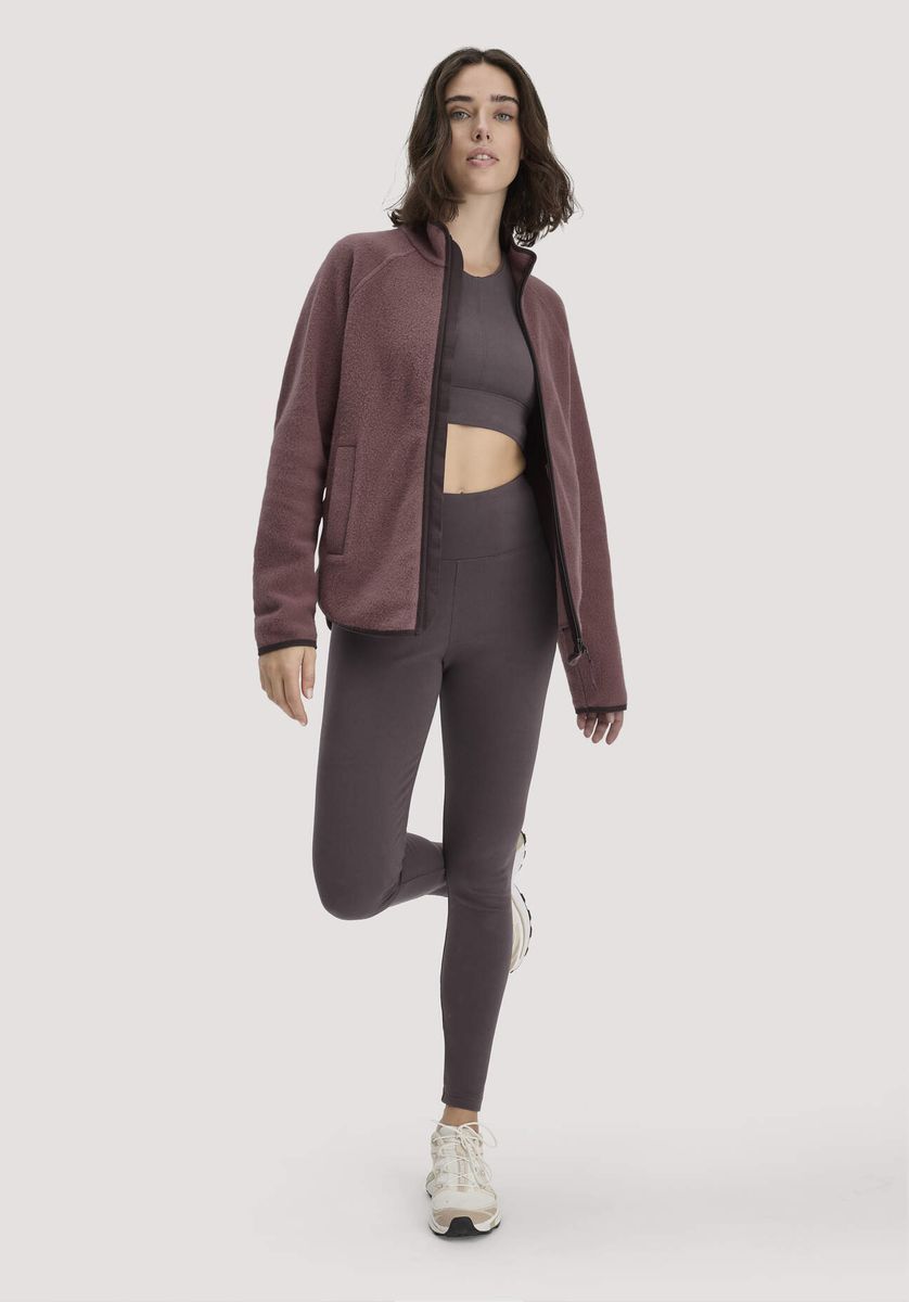 hessnatur Loungewear Fleece Jacke Relaxed ACTIVE LIGHT aus Bio-Baumwolle - braun - Größe L