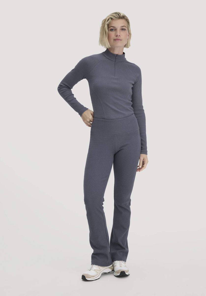 hessnatur Loungewear Rib Leggings High Waist BETTER RECYCLING aus Bio-Baumwolle - blau - Größe L