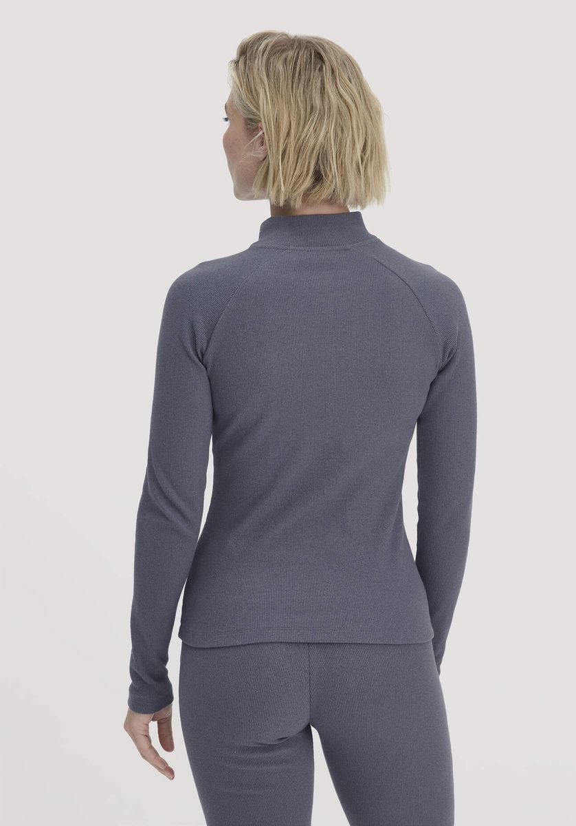 hessnatur Loungewear Longsleeve Fitted BETTER RECYCLING aus Bio-Baumwolle - blau - Größe 34