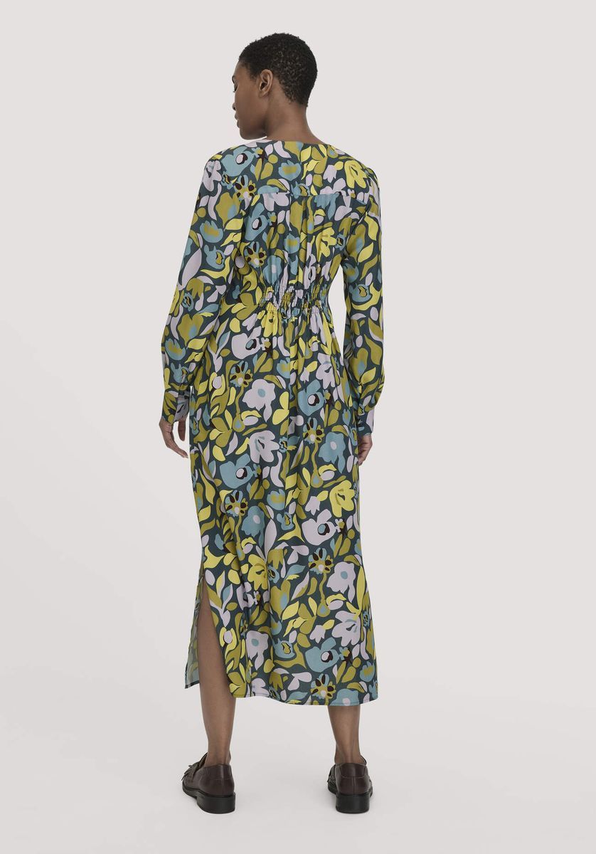 Langärmeliges Midikleid mit Blumendruck