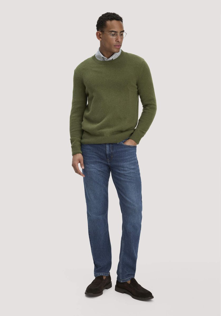hessnatur Herren Strick Pullover Regular aus Bio-Merinowolle mit Bio-Baumwolle - grün - Größe L