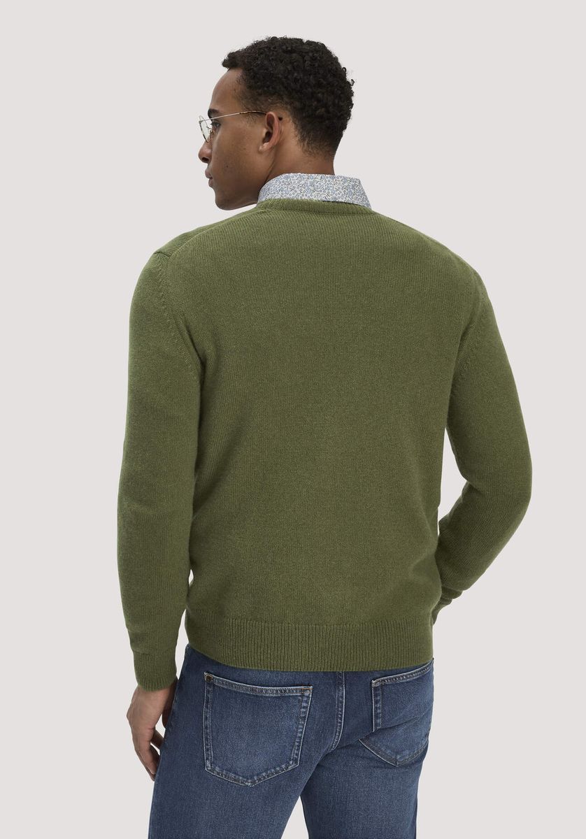 hessnatur Herren Strick Pullover Regular aus Bio-Merinowolle mit Bio-Baumwolle - grün - Größe L
