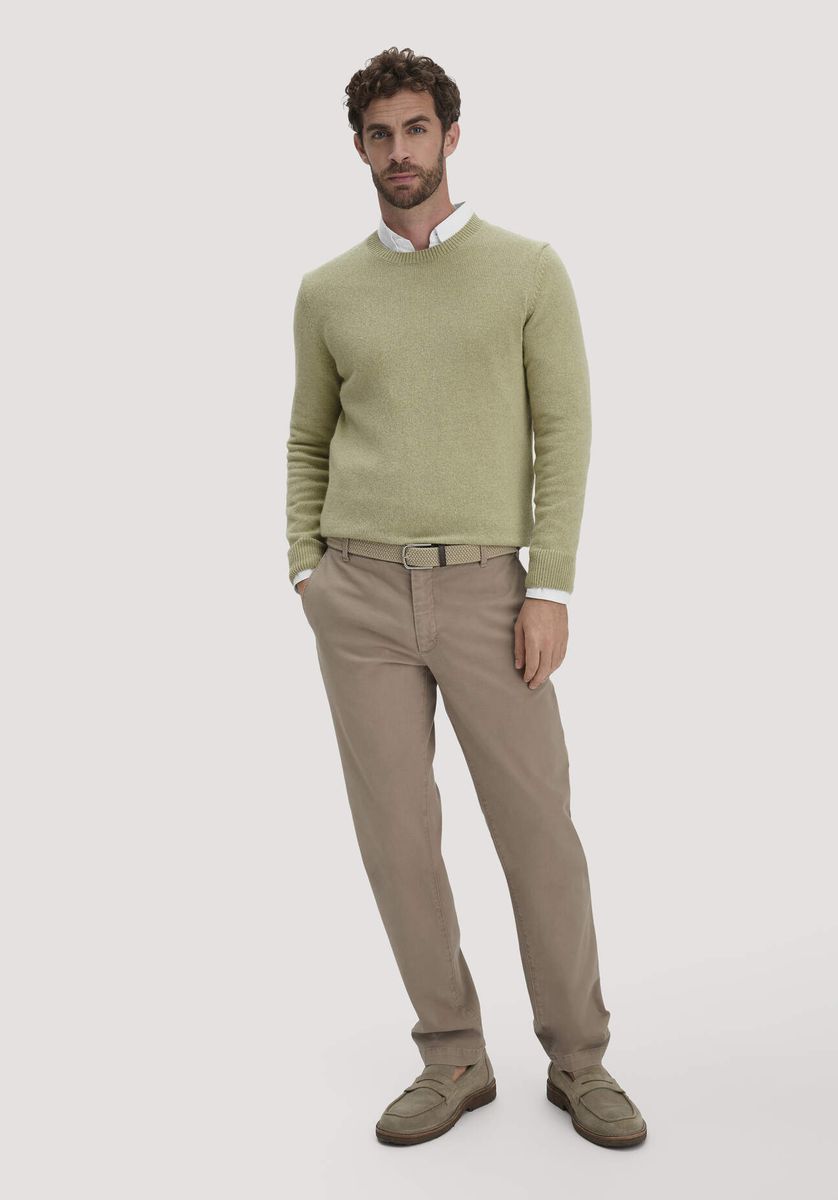 hessnatur Herren Strick Pullover Regular aus Bio-Merinowolle mit Bio-Baumwolle - grün - Größe L