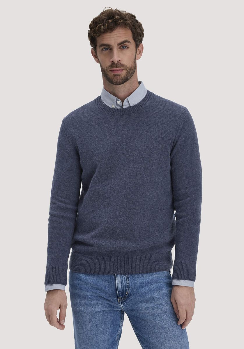 Klassischer Rundhals-Pullover aus Merino-Baumwolle