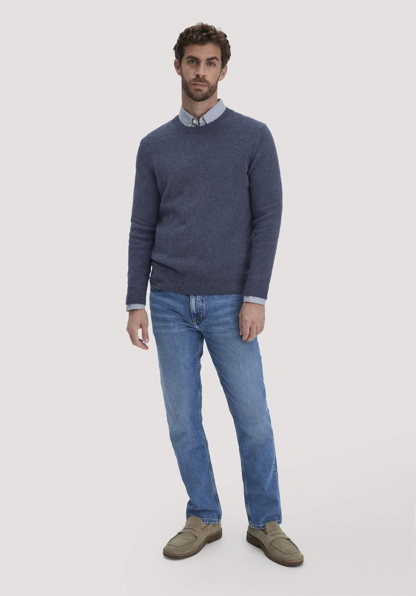 Klassischer Rundhals-Pullover aus Merino-Baumwolle