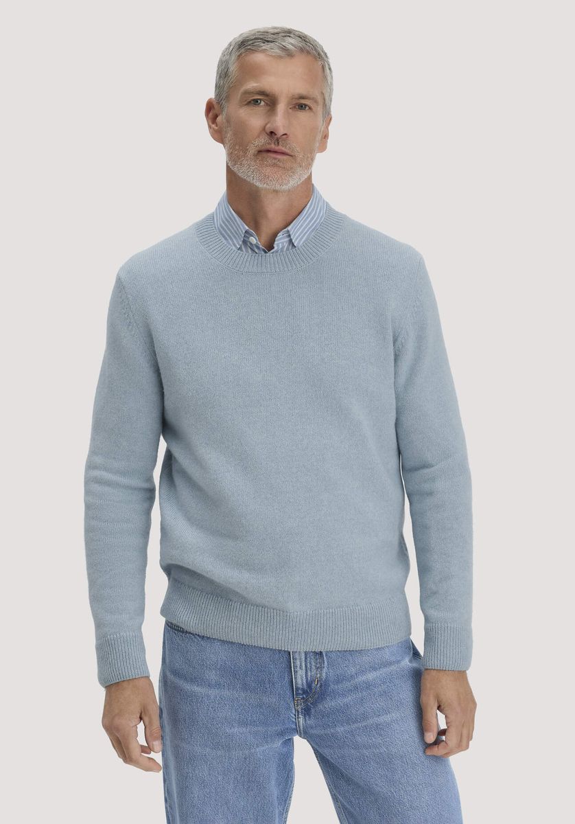 Klassischer Rundhals-Pullover aus Merino-Baumwolle