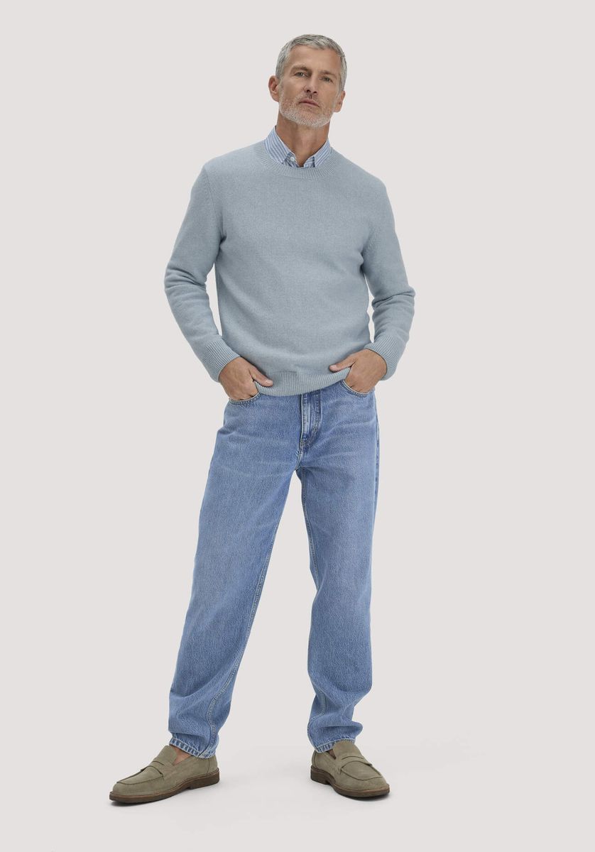 Klassischer Rundhals-Pullover aus Merino-Baumwolle