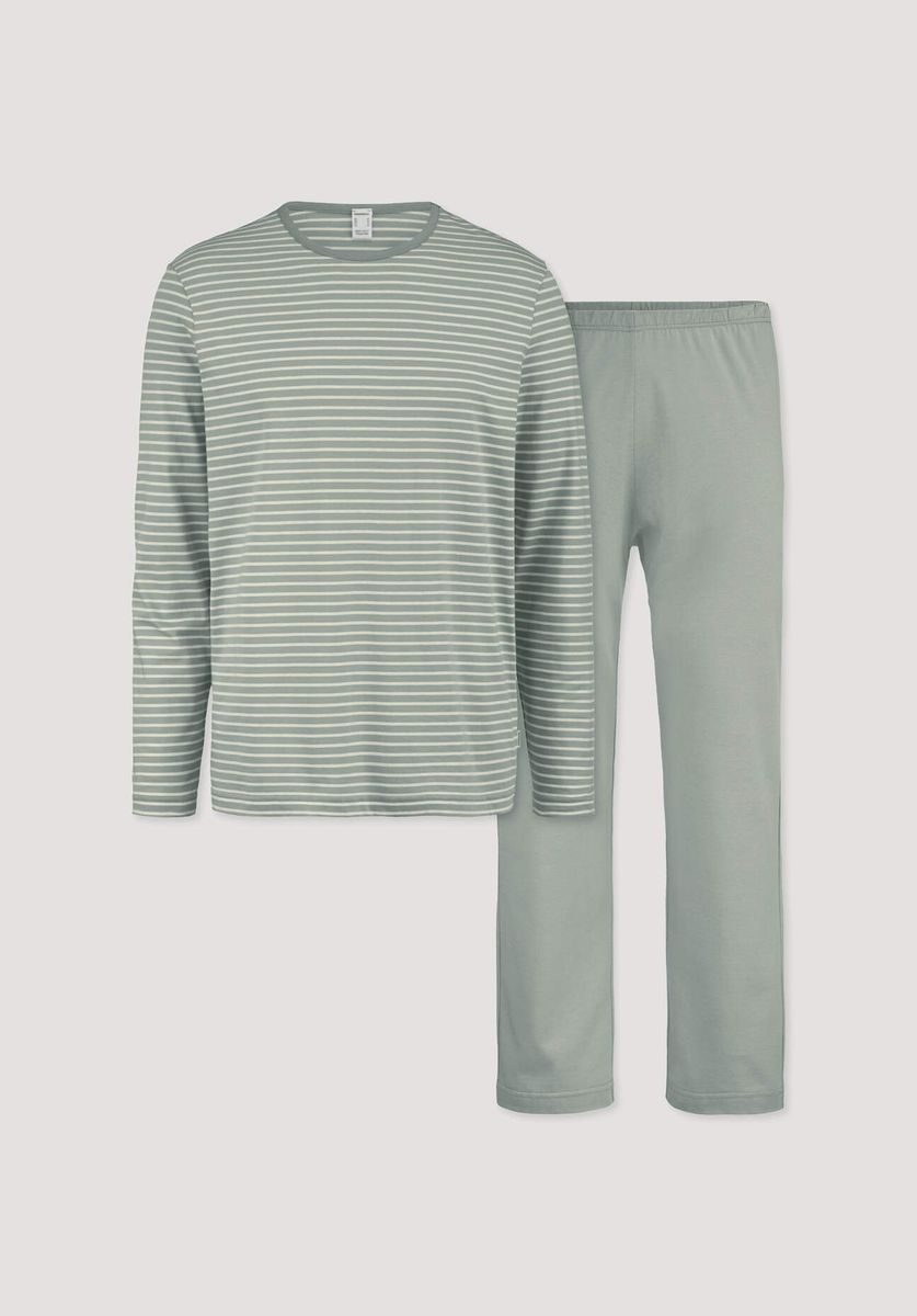 hessnatur Herren Pyjama PURE COTTON aus Bio-Baumwolle - grün - Größe 46