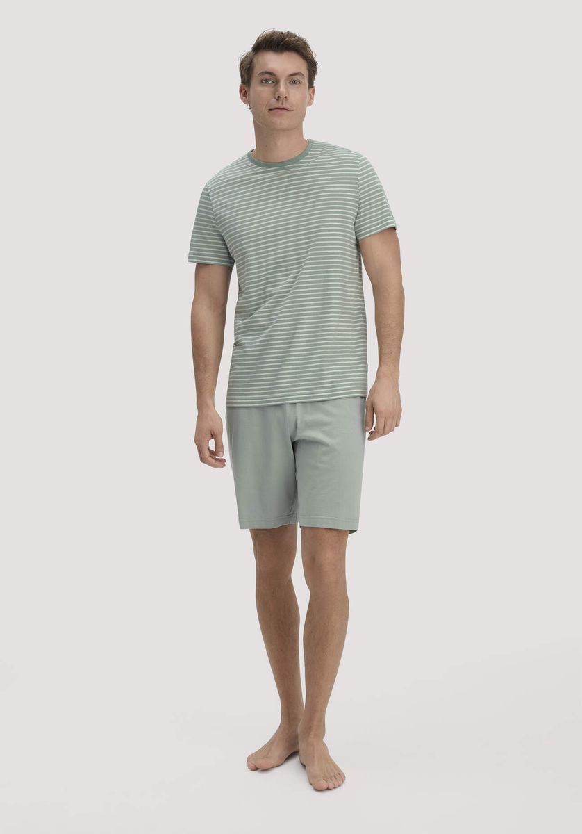 hessnatur Herren Pyjama PURE COTTON aus Bio-Baumwolle - grün - Größe 46