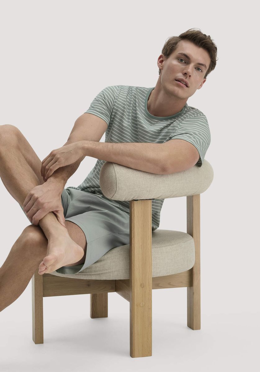 hessnatur Herren Pyjama PURE COTTON aus Bio-Baumwolle - grün - Größe 46