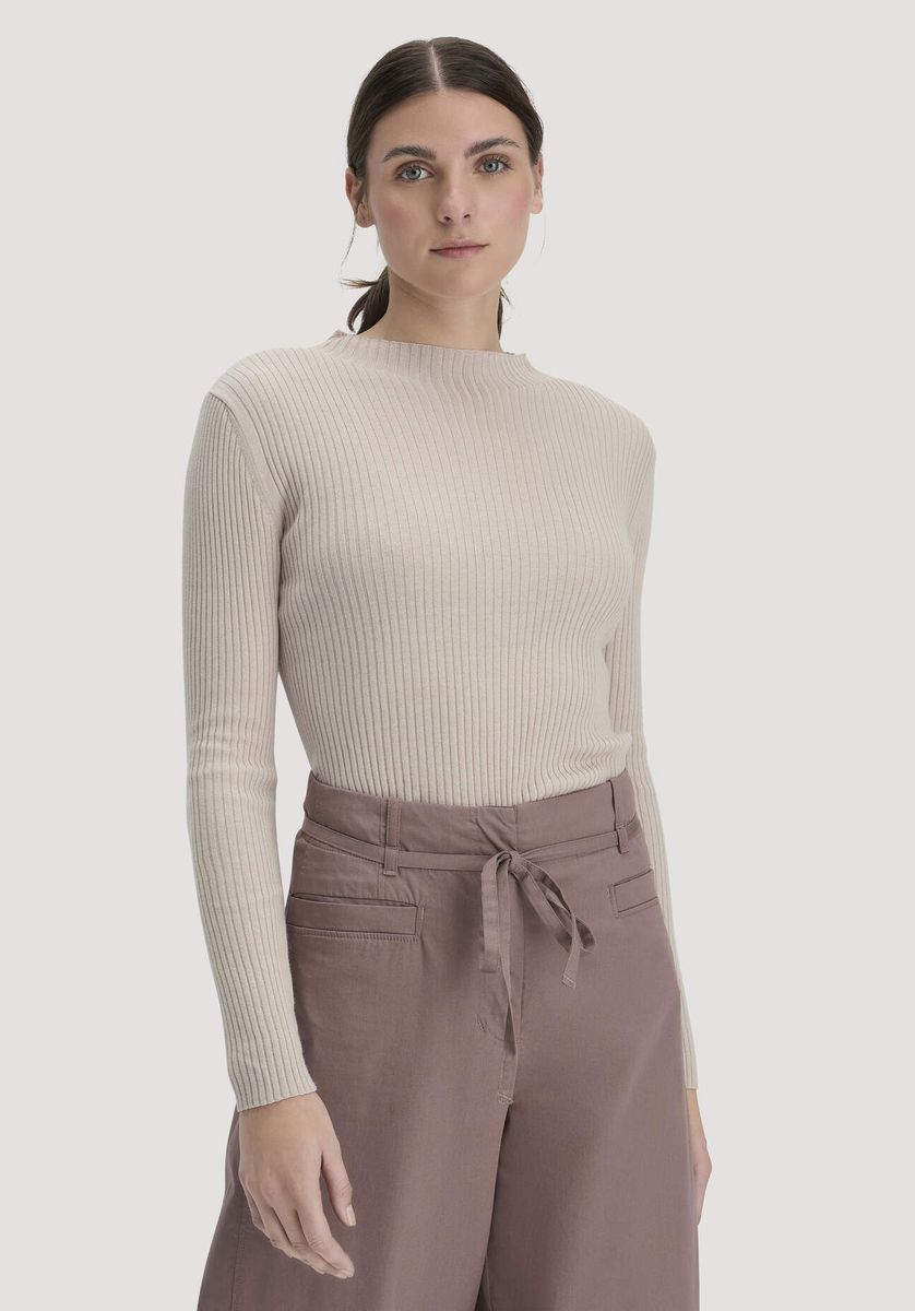 hessnatur Damen Strick Pullover Fitted aus TENCEL™ Lyocell mit Bio-Baumwolle - beige - Größe L