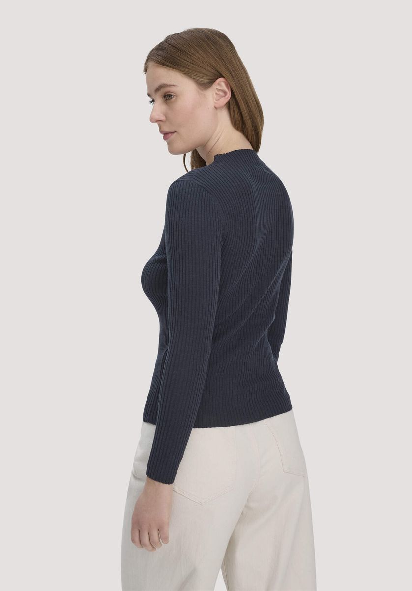 hessnatur Damen Strick Pullover Fitted aus TENCEL™ Lyocell mit Bio-Baumwolle - blau - Größe L