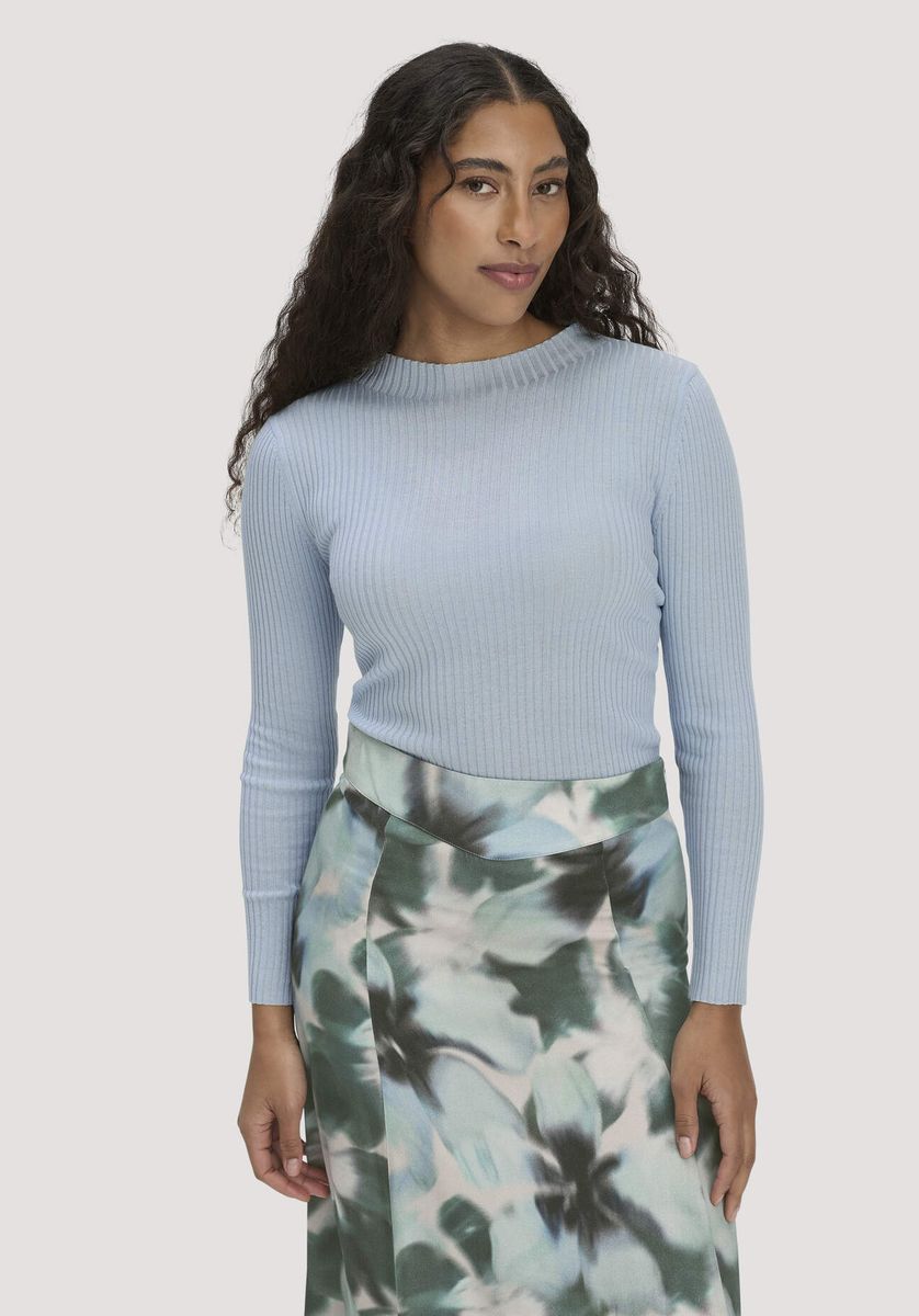 hessnatur Damen Strick Pullover Fitted aus TENCEL™ Lyocell mit Bio-Baumwolle - blau - Größe L