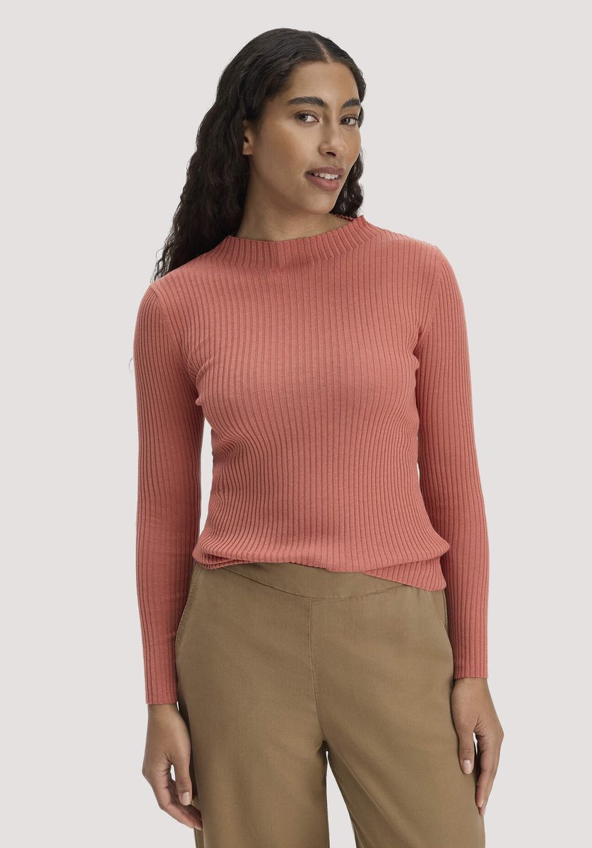 hessnatur Damen Strick Pullover Fitted aus TENCEL™ Lyocell mit Bio-Baumwolle - orange - Größe L
