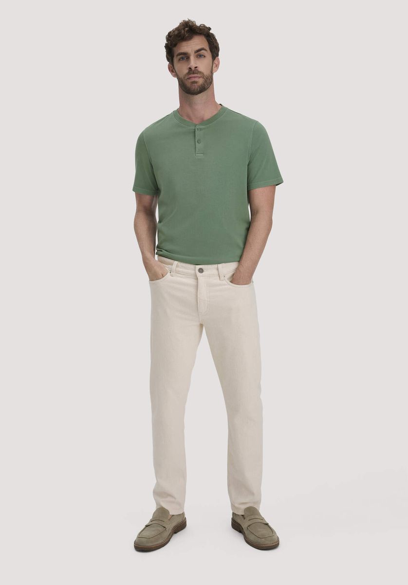 hessnatur Herren Heavy Jersey Henley Shirt Relaxed aus Bio-Baumwolle - grün - Größe 46