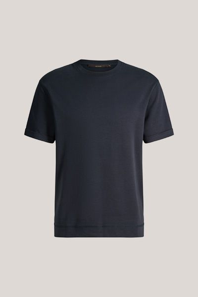 Marineblaues Baumwollmischungs-T-Shirt Sivo mit fixierten Bündchen Relaxed