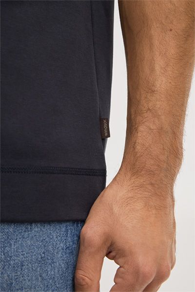 Marineblaues Baumwollmischungs-T-Shirt Sivo mit fixierten Bündchen Relaxed