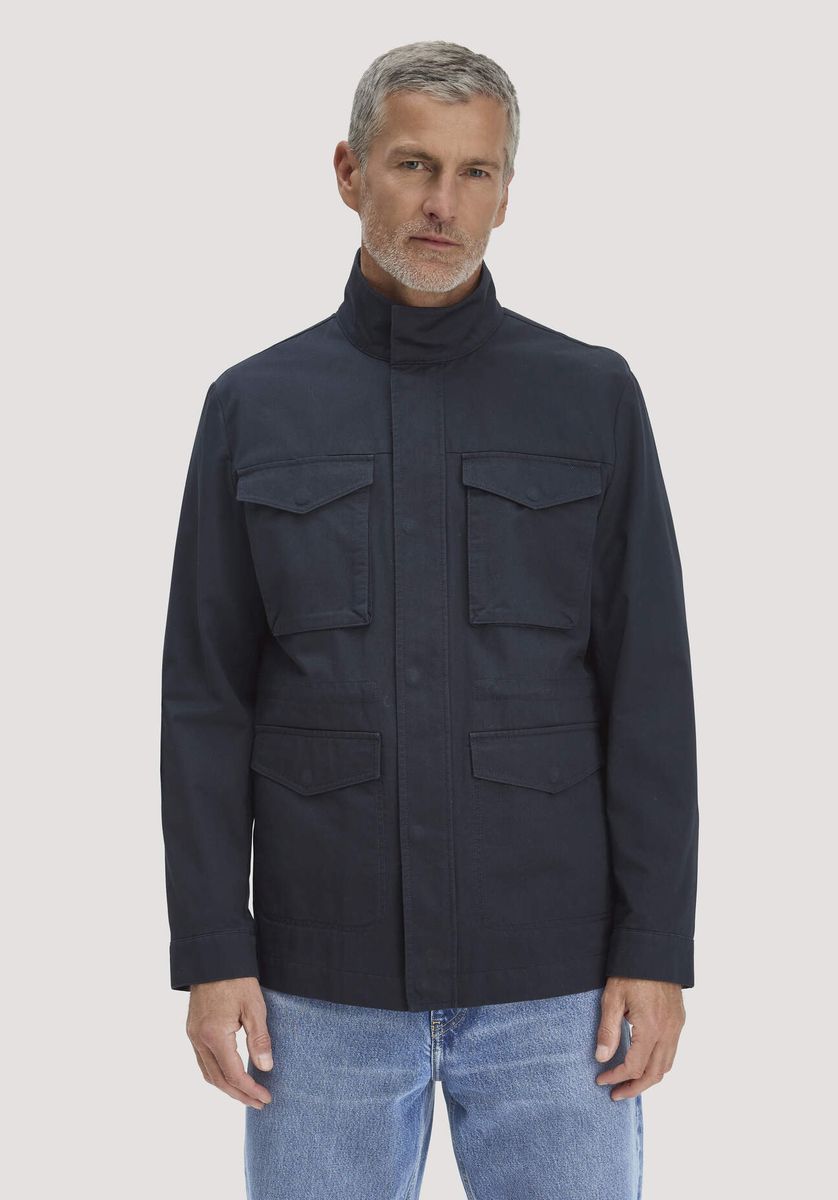 hessnatur Herren Field Jacket Regular NATURE SHELL aus Bio-Baumwolle - blau - Größe 46