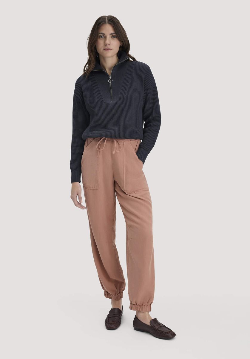 hessnatur Damen Strick Troyer Relaxed aus Bio-Baumwolle - blau - Größe L